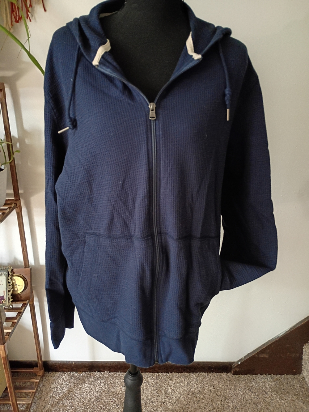 Joseph Abboud Indigo Blue - Navy Waffle-Knit Zip Hoodie